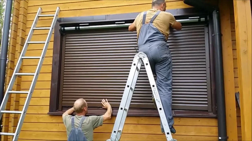 workers installing shutters