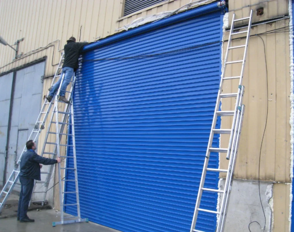 workers installing shutters