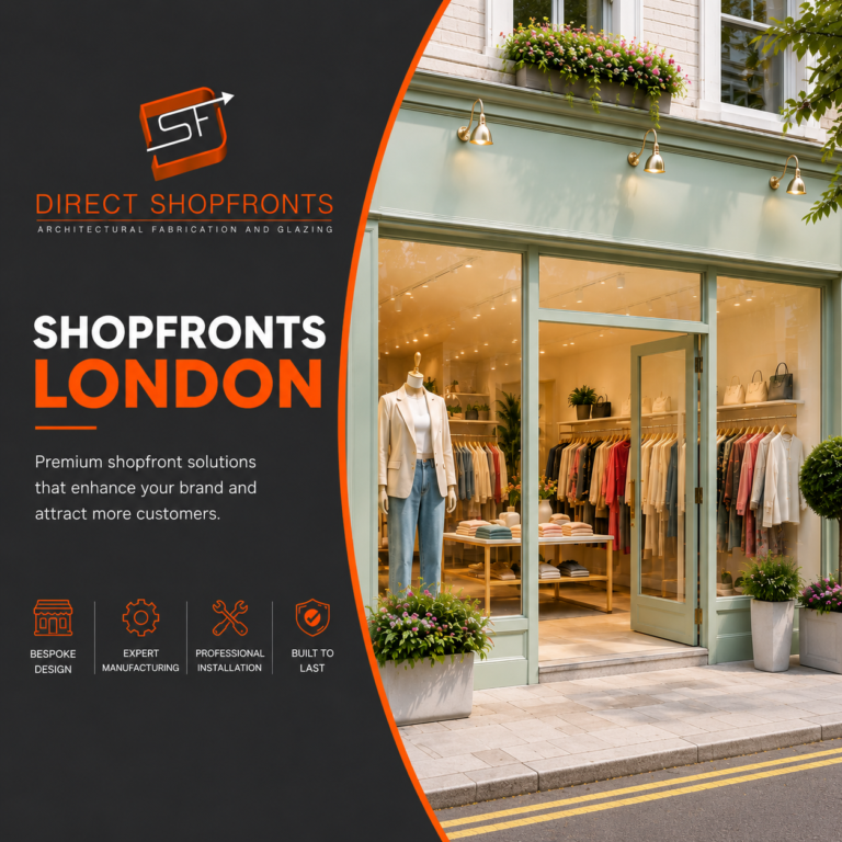 Elegant shopfront construction using durable materials for London businesses.