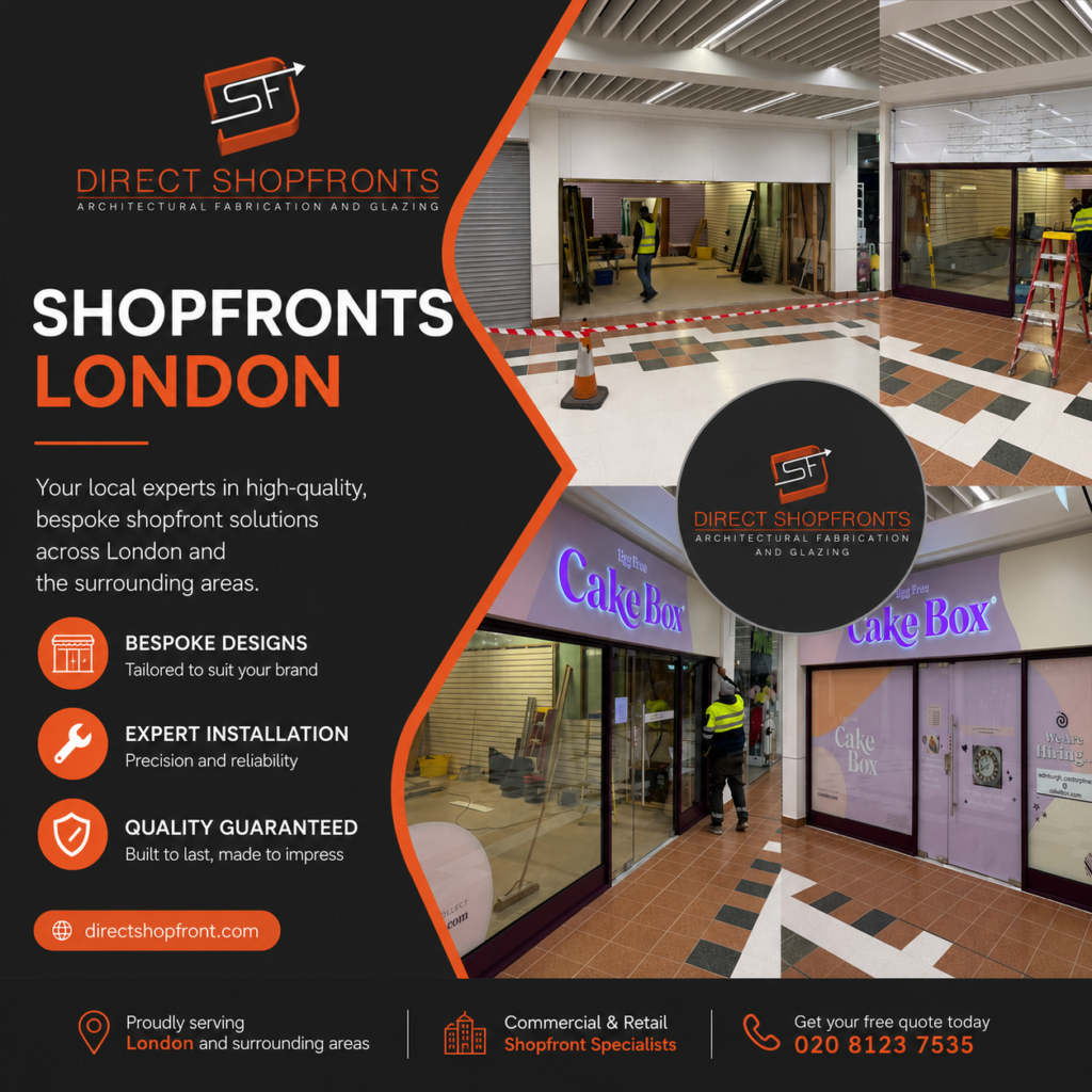 Premium Shopfronts London installation showcasing secure glazing, durable materials, and a sleek finish.