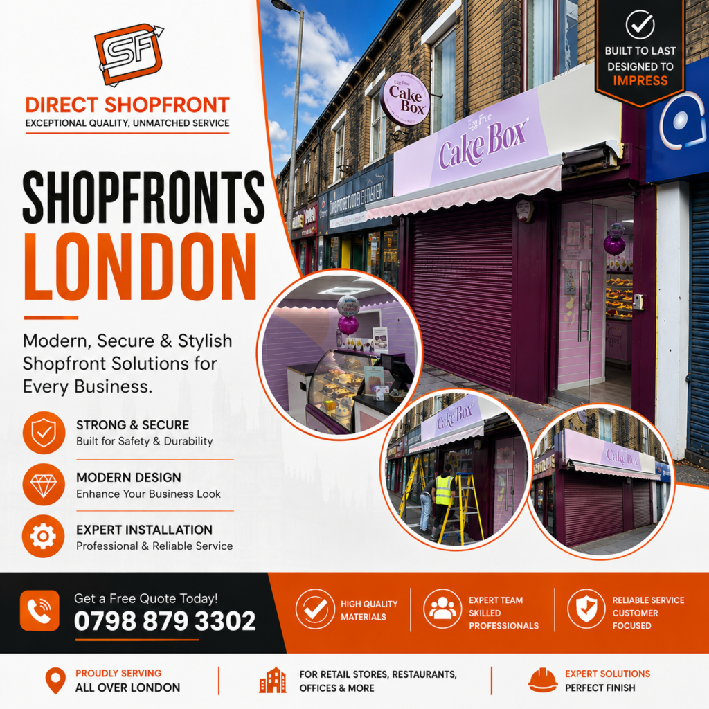 High-quality aluminium Shopfronts London designed for retail businesses