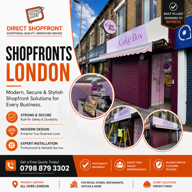 High-quality aluminium Shopfronts London designed for retail businesses