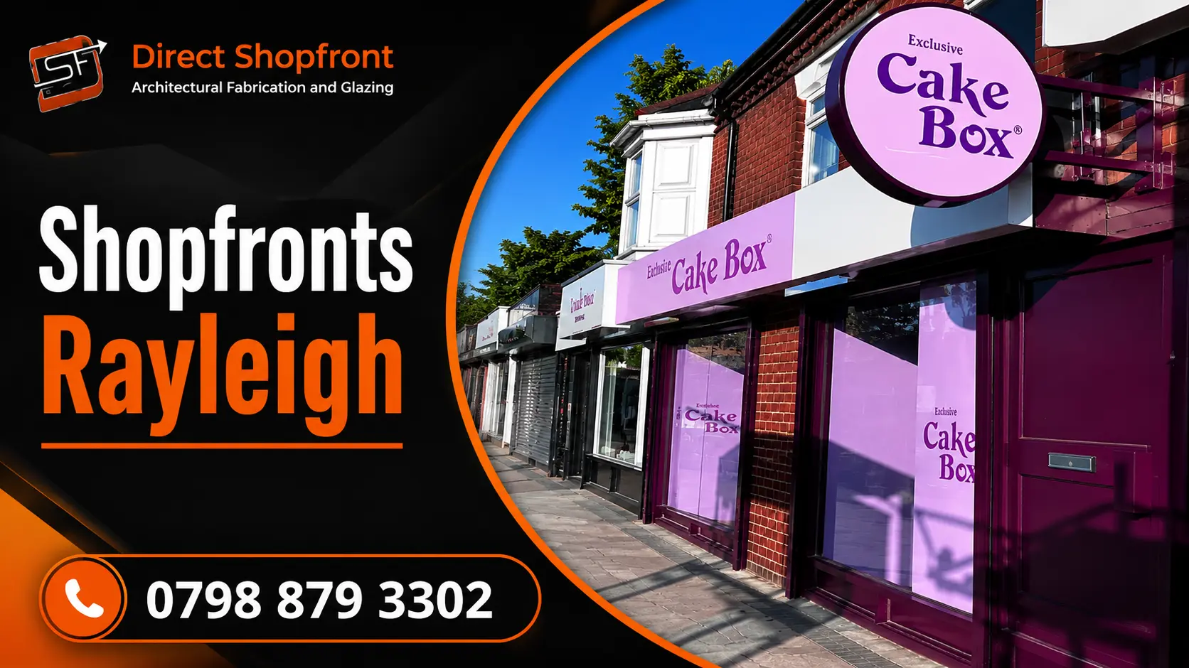 Shopfronts Rayleigh installation by Direct Shopfront featuring a modern glazed commercial frontage.