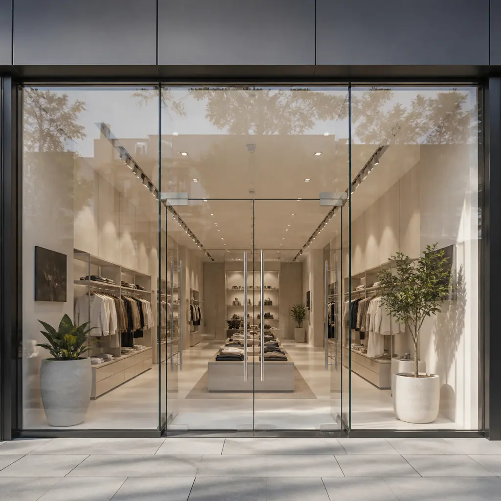 Full-height glass shopfront for commercial premises