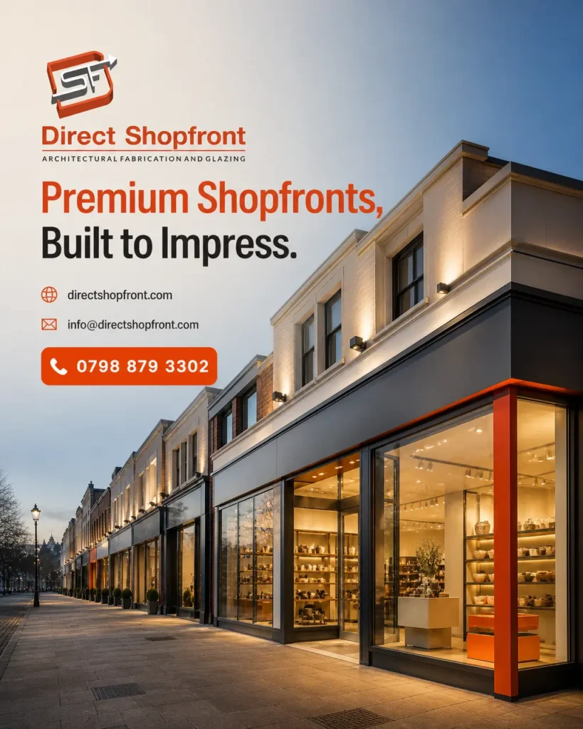 Modern commercial shopfront with clean branding and a glass frontage in London