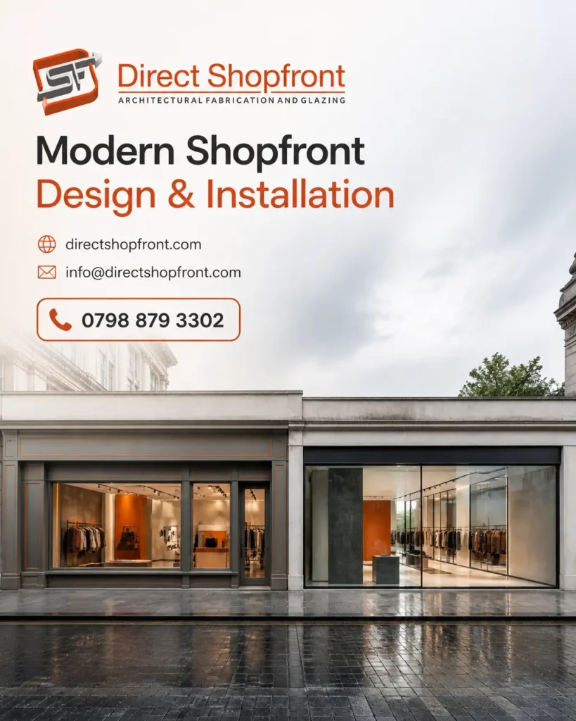 Modern and traditional shopfront styles shown for a London business premises comparison